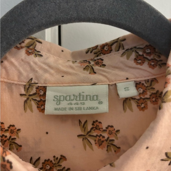 Spartina 449 Pink and Orange Floral Lois Button-Down Top - Picture 3 of 4